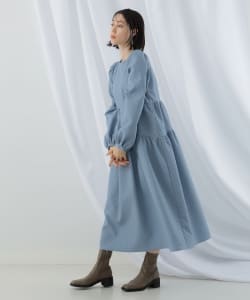 Ray BEAMS / 女裝 壓紋 緹花 蓬袖 洋裝