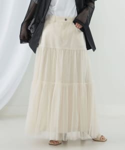 Ray BEAMS / 女裝 網紗 拼接 層次 長裙