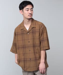 フェード チェック ルーズフィット　オープンカラーシャツ