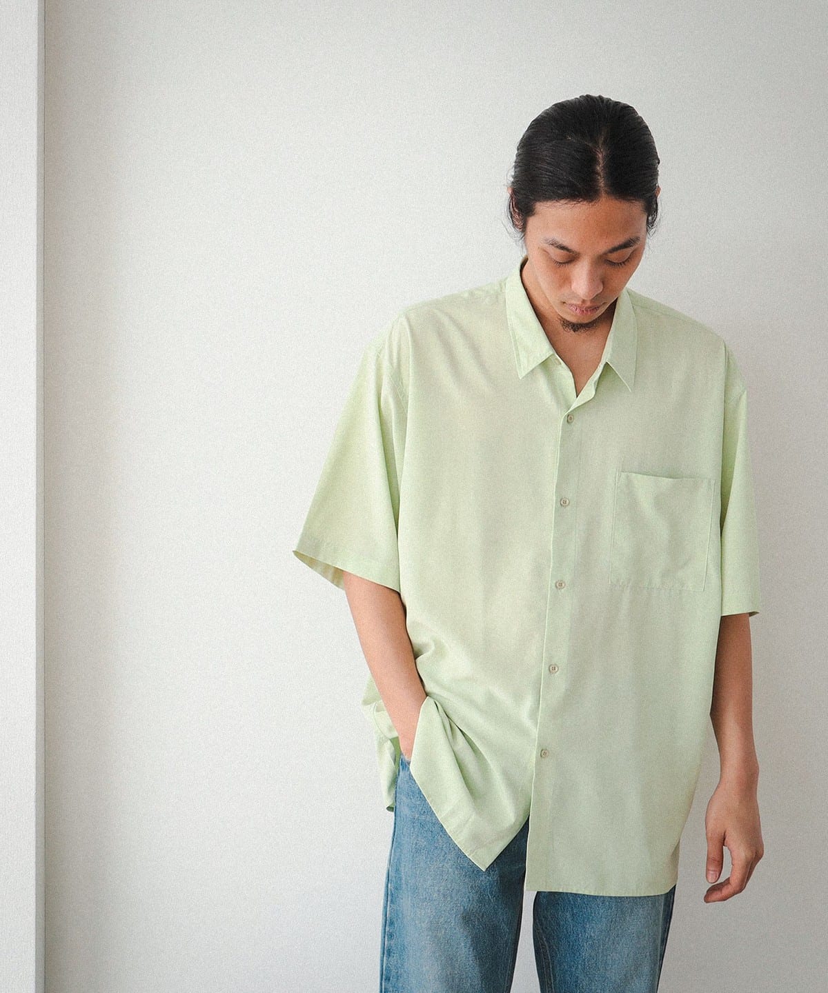 ソリッド イージーフィット ミニレギュラーカラー シャツ シャツ・ブラウス MEN LIME L ソリッド イージーフィット ミニレギュラーカラー シャツ シャツ・ブラウス MEN LIME L
