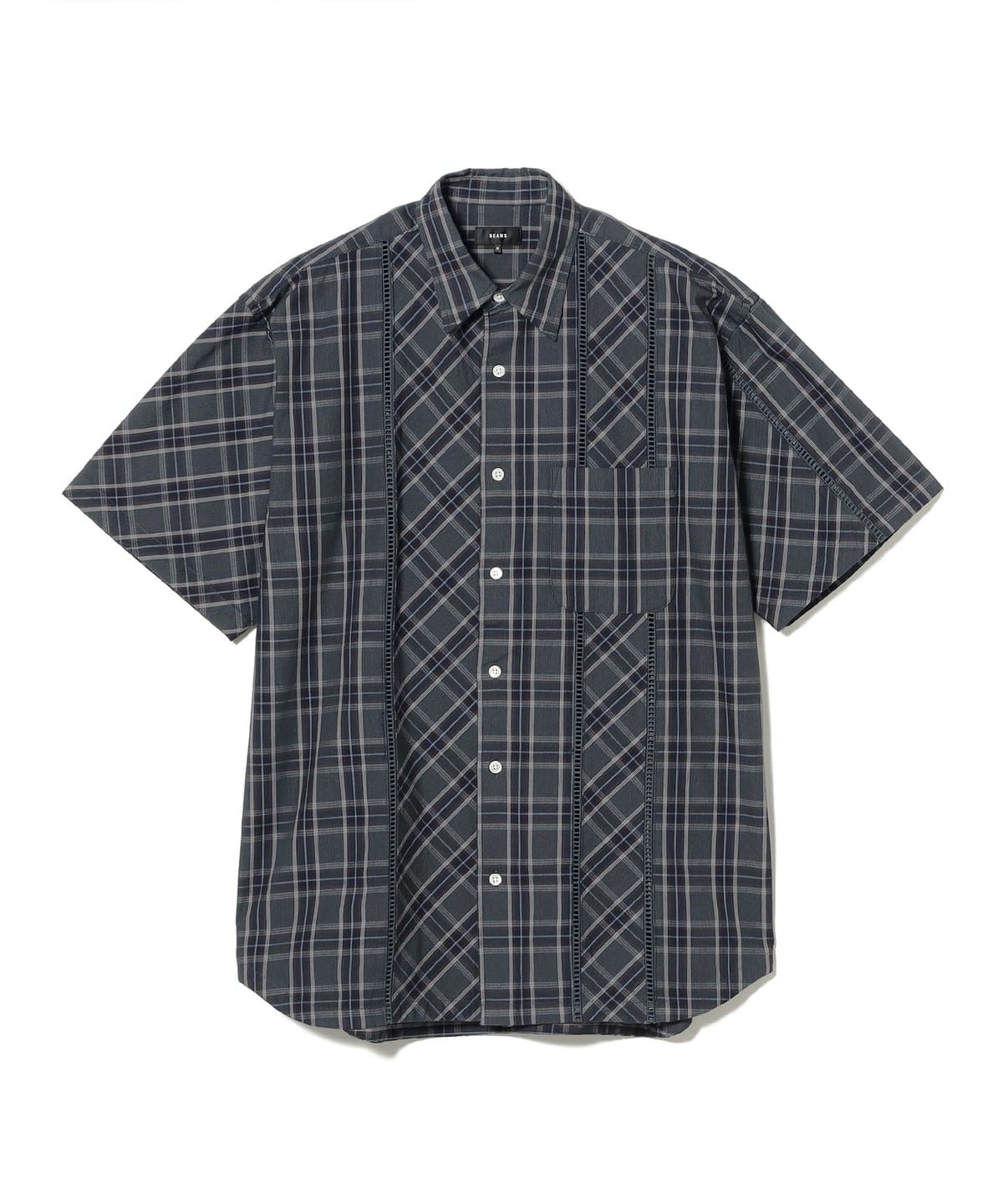レース タータンチェックシャツ シャツ・ブラウス MEN GREY M レース タータンチェックシャツ シャツ・ブラウス MEN GREY M