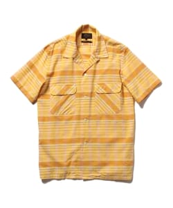 ▲BEAMS PLUS / ドビーチェック 半袖 オープンシャツ