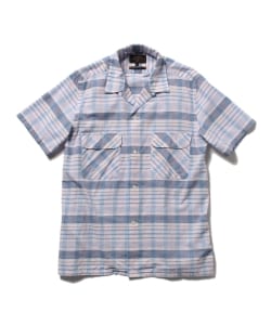 ▲BEAMS PLUS / ドビーチェック 半袖 オープンシャツ
