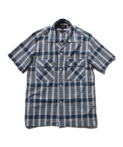 ▲BEAMS PLUS / ドビーチェック 半袖 オープンシャツ