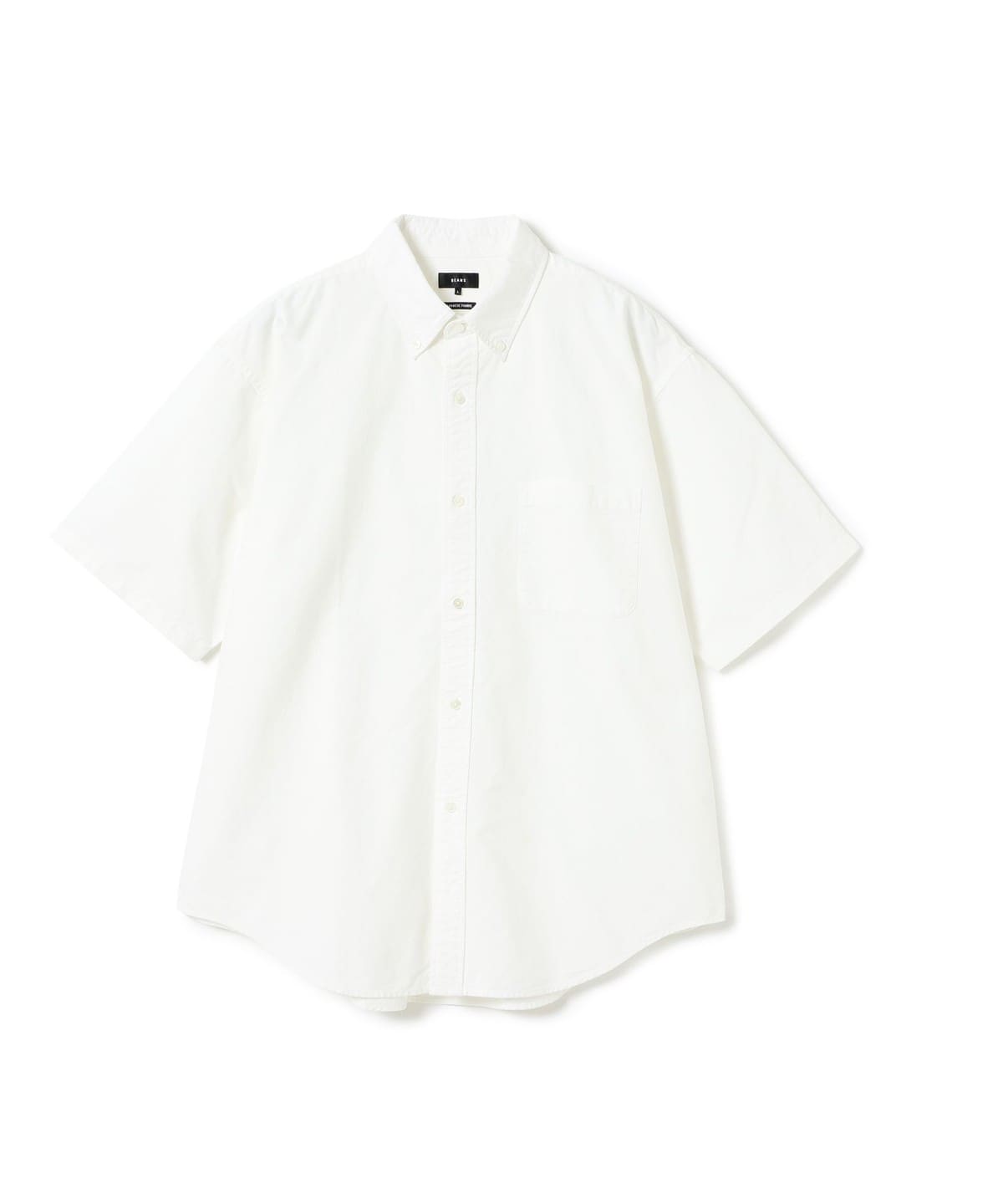 ワイドフィット 5分袖 ボタンダウンシャツ シャツ・ブラウス MEN WHITE S ワイドフィット 5分袖 ボタンダウンシャツ シャツ・ブラウス MEN WHITE S