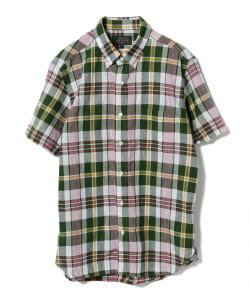 ▲BEAMS PLUS / ショートスリーブ マドラスチェック ボタンダウンシャツ