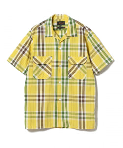 ▲BEAMS PLUS / オープンカラー チェック ショートスリーブシャツ