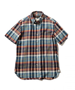 ▲BEAMS PLUS / ショートスリーブ マドラスチェック ボタンダウンシャツ