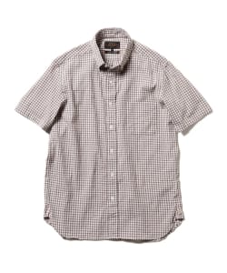 ▲BEAMS PLUS / コットン リネン チェック ボタンダウン 半袖シャツ