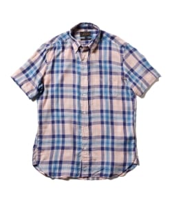 ▲BEAMS PLUS / チェック ツイル 半袖 ボタンダウンシャツ