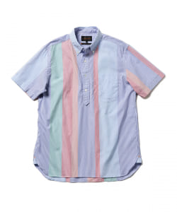 ▲BEAMS PLUS / クレイジーストライプ 半袖 ボタンダウン プルオーバーシャツ
