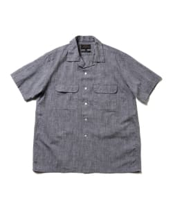 ▲BEAMS PLUS / コットンリネン オープンカラー ショートスリーブ シャツ