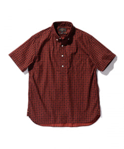 ▲BEAMS PLUS / バティックプリント 半袖 プルオーバー ボタンダウン