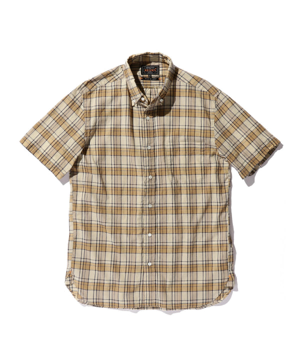 Beams Plus ビームス プラス アウトレット Beams Plus コットンリネン チェック 半袖 ボタンダウンシャツ シャツ ブラウス カジュアルシャツ 通販 Beams