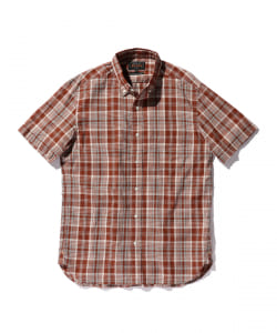 ▲BEAMS PLUS / コットンリネン チェック 半袖 ボタンダウンシャツ