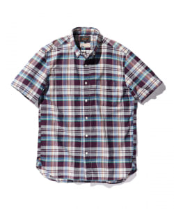 ▲BEAMS PLUS / マドラスチェック ボタンダウン 半袖 シャツ