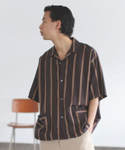 ▲BEAMS / ストライプ オープンカラー シャツ