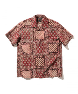 BEAMS PLUS /  ブロックプリント  ショートスリーブ オープンカラー シャツ
