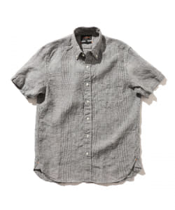 ▲BEAMS PLUS / グレンチェックリネン ショートスリーブ ボタンダウン シャツ