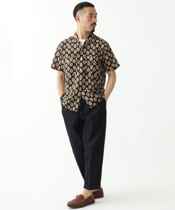 Beams Plus ビームス プラス アウトレット Beams Plus ブロックプリント オープンカラー ショートスリーブシャツ シャツ ブラウス カジュアルシャツ 通販 Beams