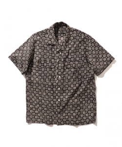 ▲BEAMS PLUS / ブロックプリント オープンカラー ショートスリーブシャツ