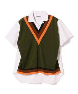 ▲TTT_MSW / Knit Vest Docking Shirt