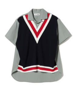 ▲TTT_MSW / Knit Vest Docking Shirt