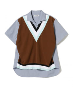 ▲TTT_MSW / Knit Vest Docking Shirt
