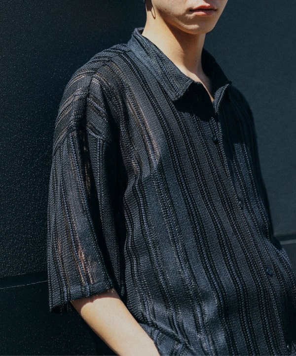 BEAMS GOLF メッシュシャツ L 黒 BEAMS（ビームス）メッシュ オープンカラーシャツ（シャツ