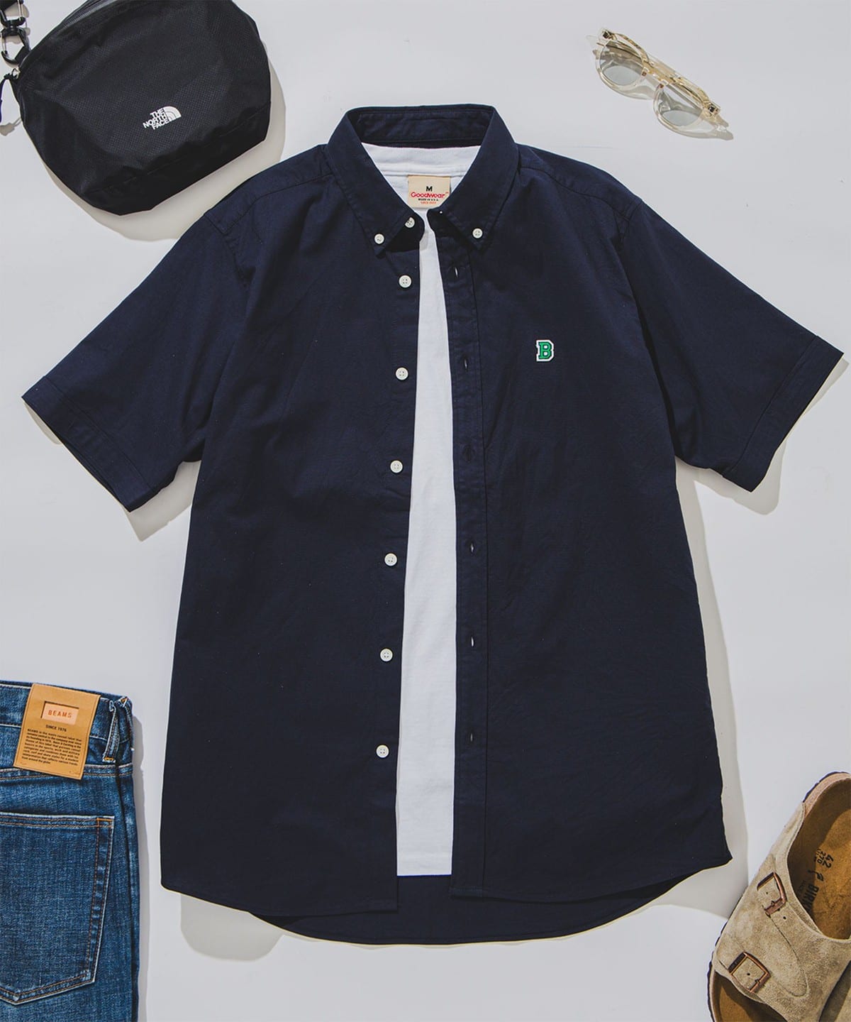 ワンポイント ストレッチ ボタンダウン シャツ 24SS シャツ・ブラウス MEN NAVY S ワンポイント ストレッチ ボタンダウン シャツ 24SS シャツ・ブラウス MEN NAVY S