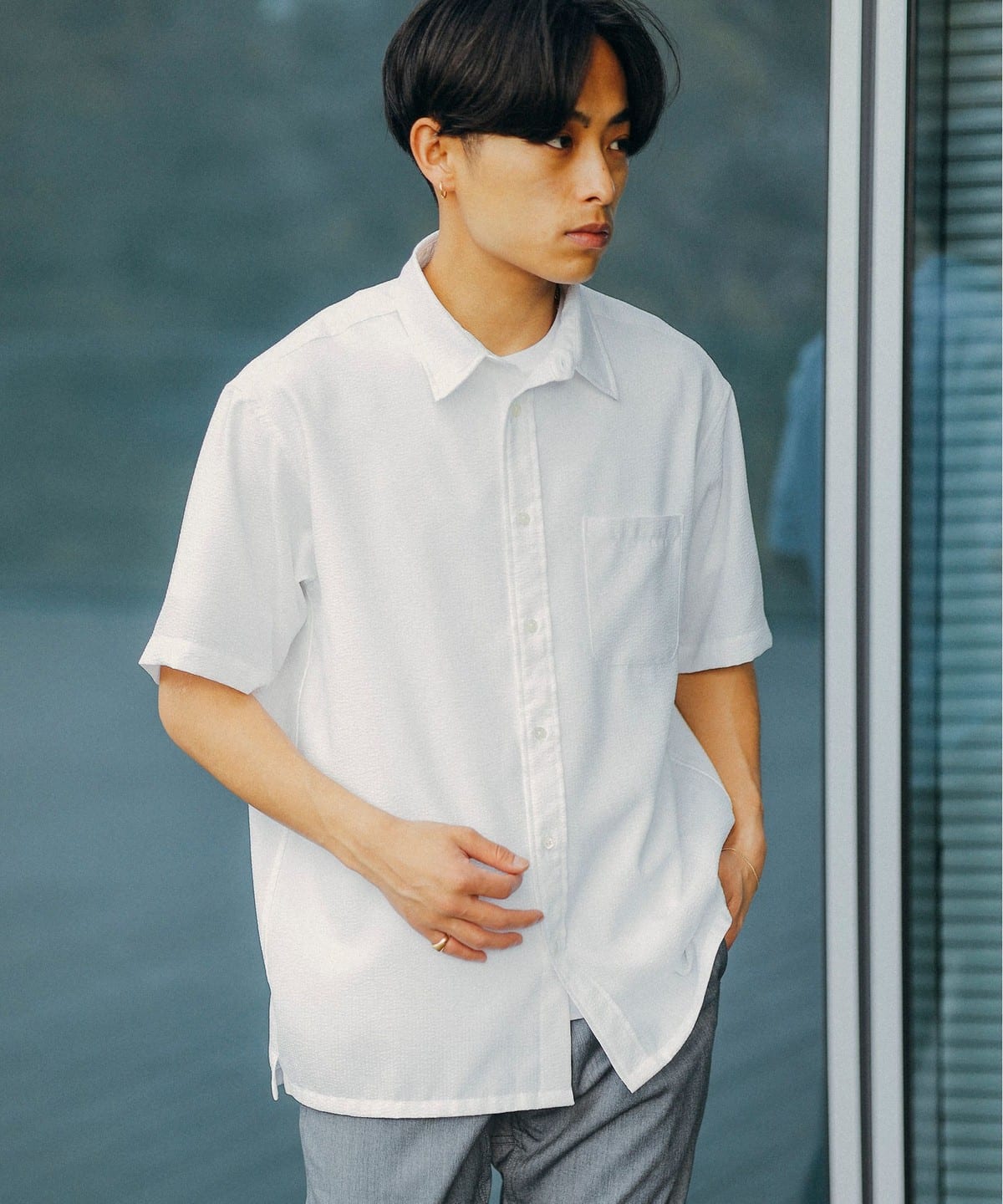 ストレッチ サッカー ミニレギュラー シャツ シャツ・ブラウス MEN WHITE XL ストレッチ サッカー ミニレギュラー シャツ シャツ・ブラウス MEN WHITE XL