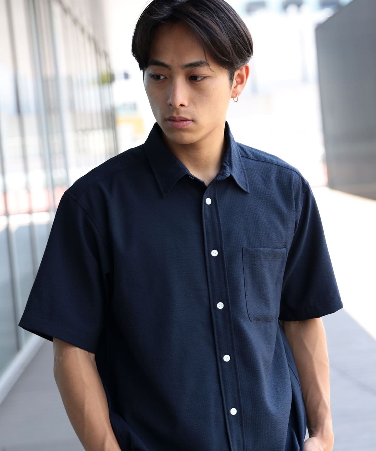 ストレッチ サッカー ミニレギュラー シャツ シャツ・ブラウス MEN NAVY XL ストレッチ サッカー ミニレギュラー シャツ シャツ・ブラウス MEN NAVY XL