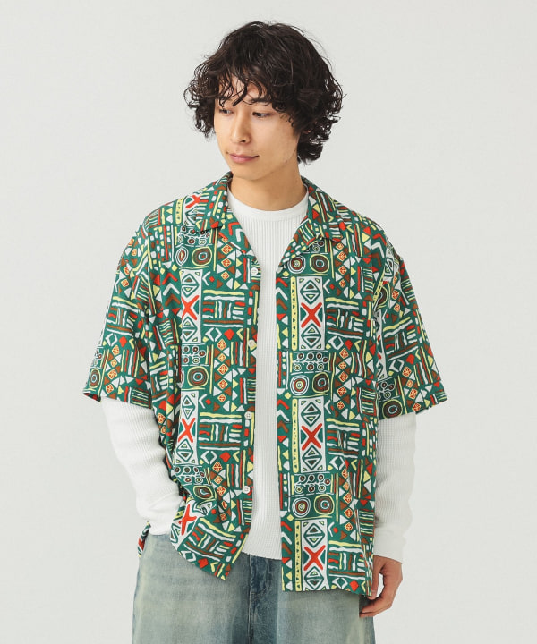 BEAMS（ビームス）ジオメトリックプリント オープンカラーシャツ