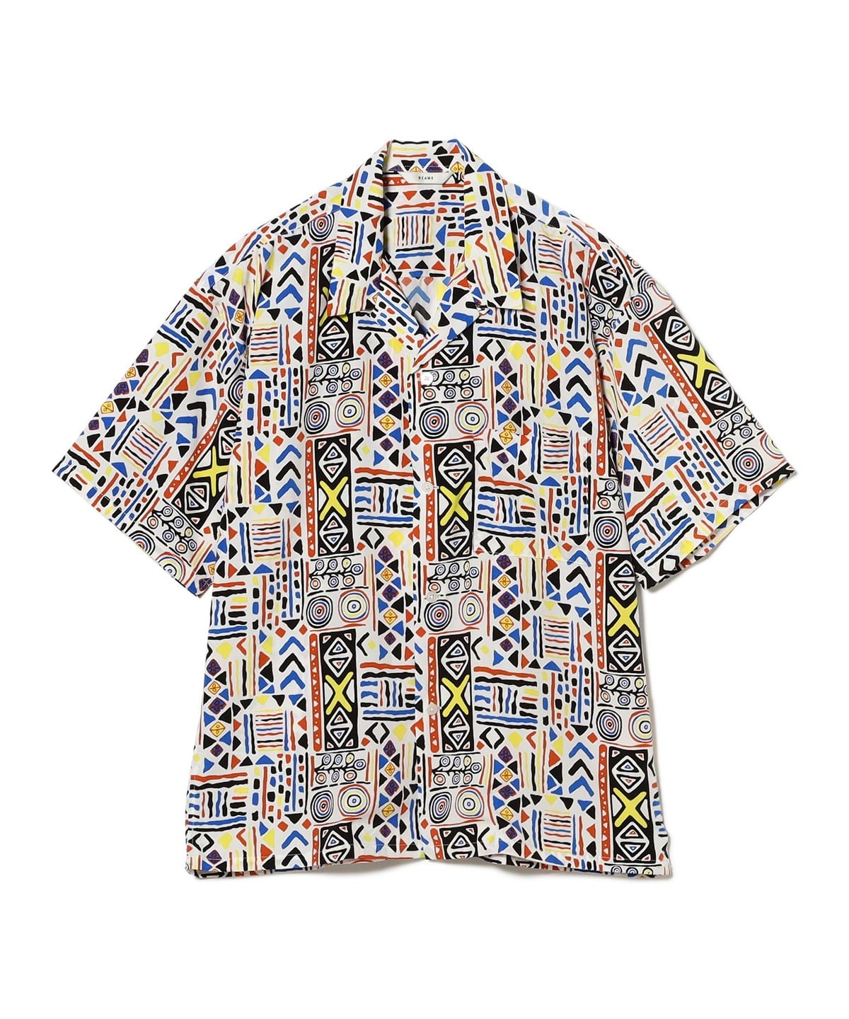 ジオメトリックプリント オープンカラーシャツ シャツ・ブラウス MEN WHITE XL ジオメトリックプリント オープンカラーシャツ シャツ・ブラウス MEN WHITE XL