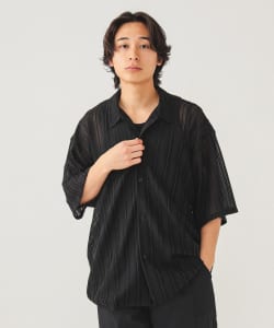 Mesh open collar shirt