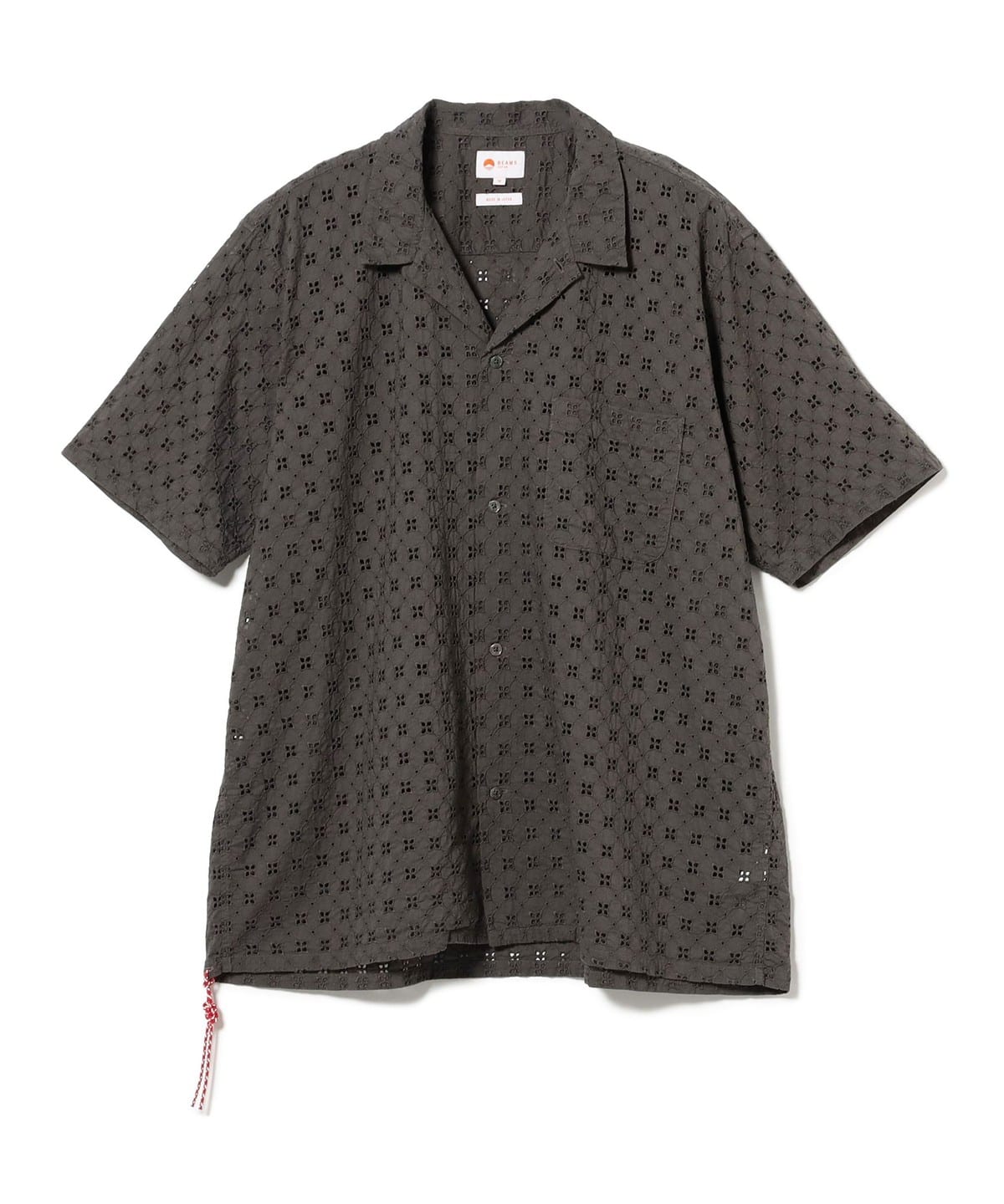 EMBROIDERY OPEN COLLAR SHIRT シャツ・ブラウス MEN GREY S EMBROIDERY OPEN COLLAR SHIRT シャツ・ブラウス MEN GREY S