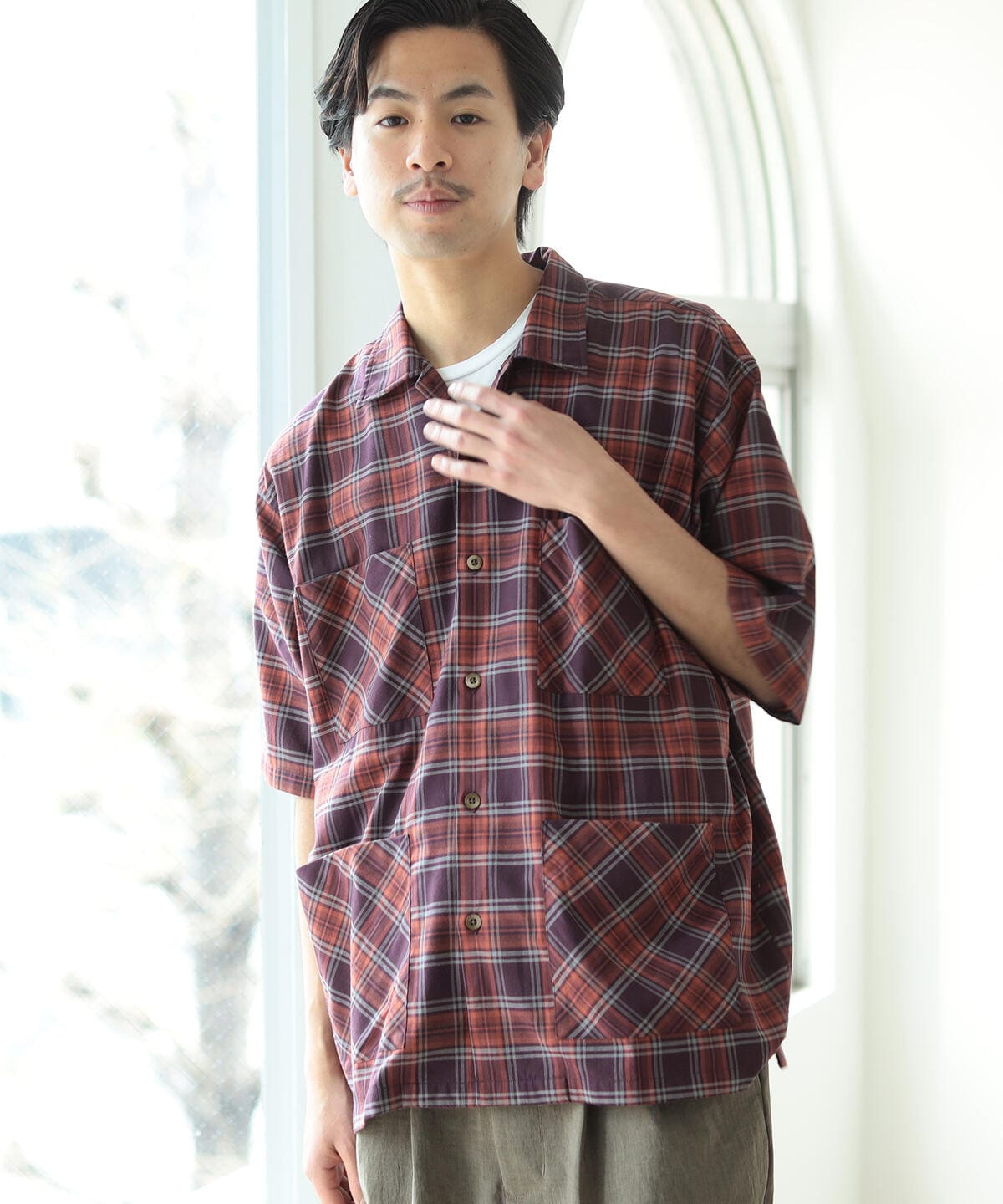 チェック キューバ シャツ シャツ・ブラウス MEN PURPLE S チェック キューバ シャツ シャツ・ブラウス MEN PURPLE S