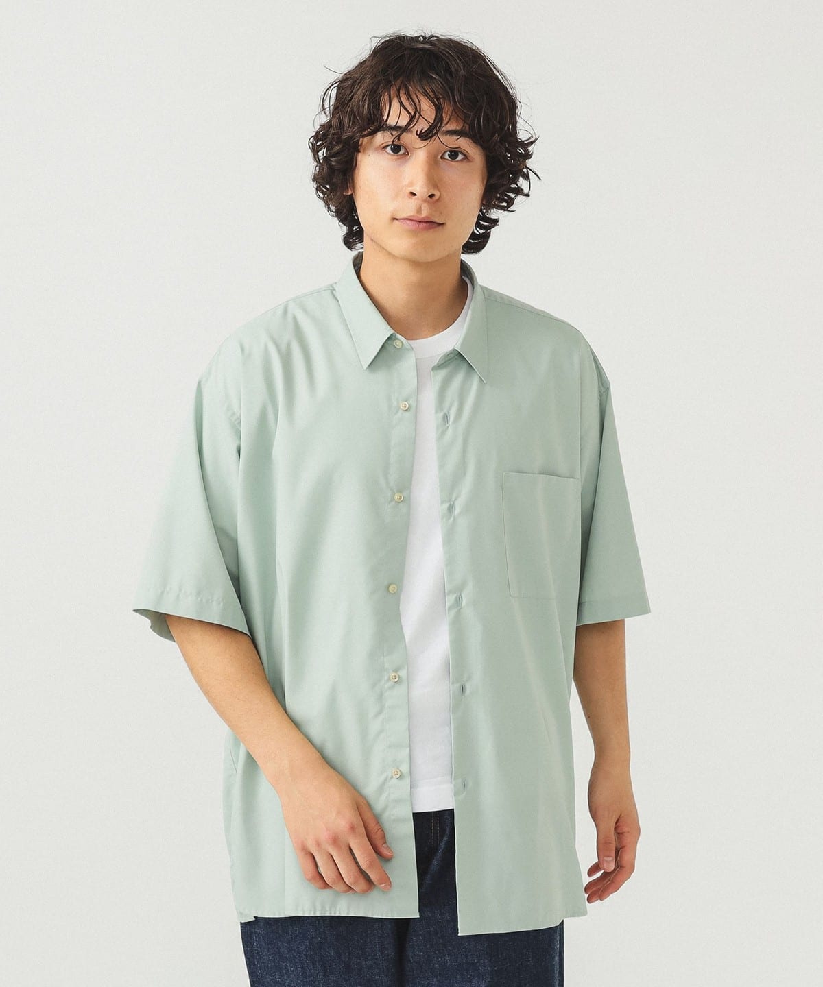 ソリッド イージー ハーフスリーブ シャツ シャツ・ブラウス MEN SEA GREEN S ソリッド イージー ハーフスリーブ シャツ シャツ・ブラウス MEN SEA GREEN S