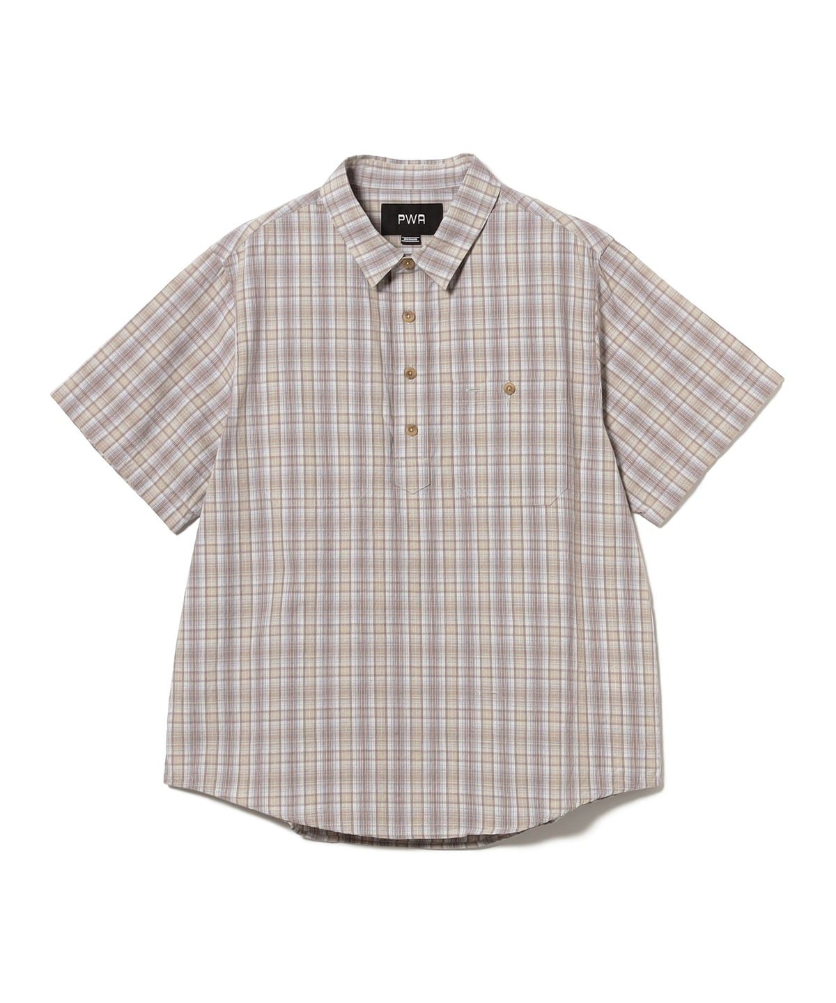 PWA プア / LINEN MIX P/O SHIRT シャツ・ブラウス MEN BEIGE CHECK L PWA プア / LINEN MIX P/O SHIRT シャツ・ブラウス MEN BEIGE CHECK L