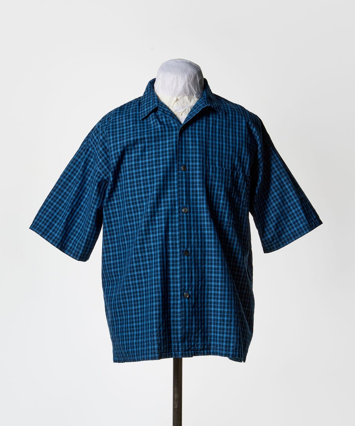 【ショップ限定商品】『the A』 / Indigo Check Open Collar Shirt シャツ・ブラウス MEN MINI CHK S 【ショップ限定商品】『the A』 / Indigo Check Open Collar Shirt シャツ・ブラウス MEN MINI CHK S