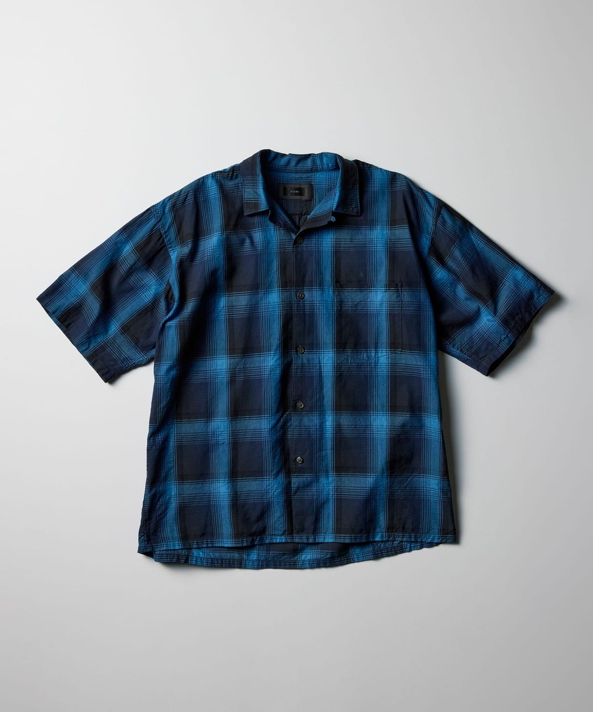 BEAMS（ビームス）the A / Indigo Check Open Collar Shirt（シャツ