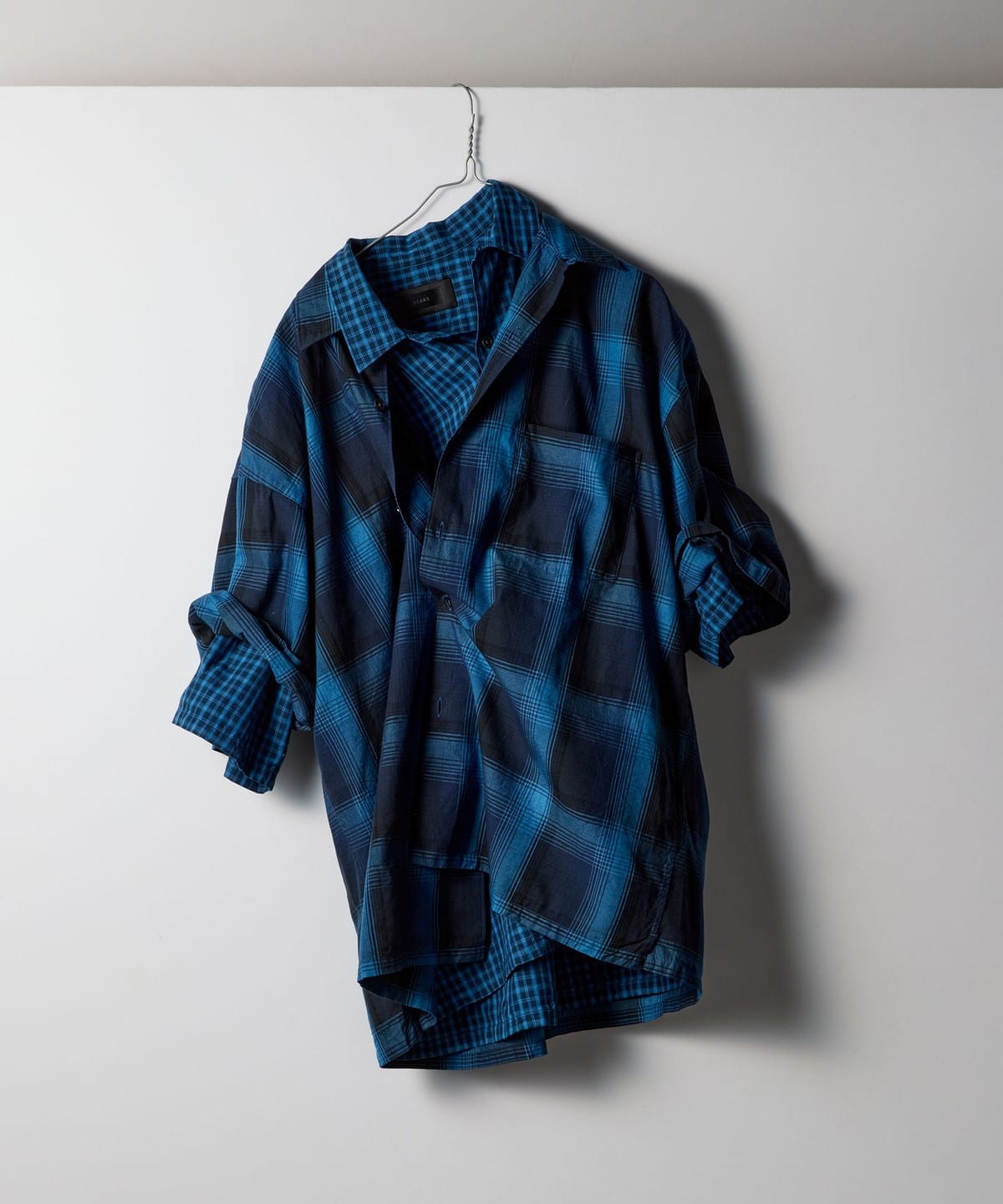 BEAMS（ビームス）the A / Indigo Check Open Collar Shirt（シャツ