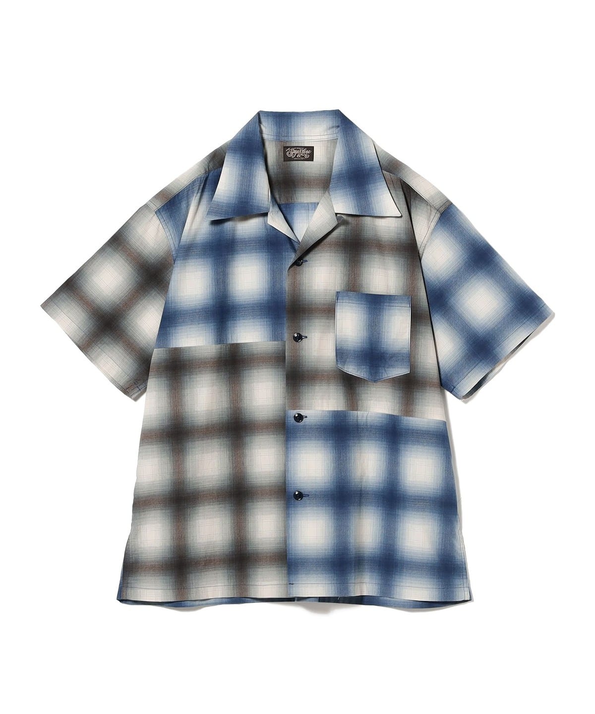 SUGAR CANE シュガーケーン / OMBRE CHECK PRINT CRAZY S/S OPEN SHIRT シャツ・ブラウス MEN BLUE XL SUGAR CANE シュガーケーン / OMBRE CHECK PRINT CRAZY S/S OPEN SHIRT シャツ・ブラウス MEN BLUE XL