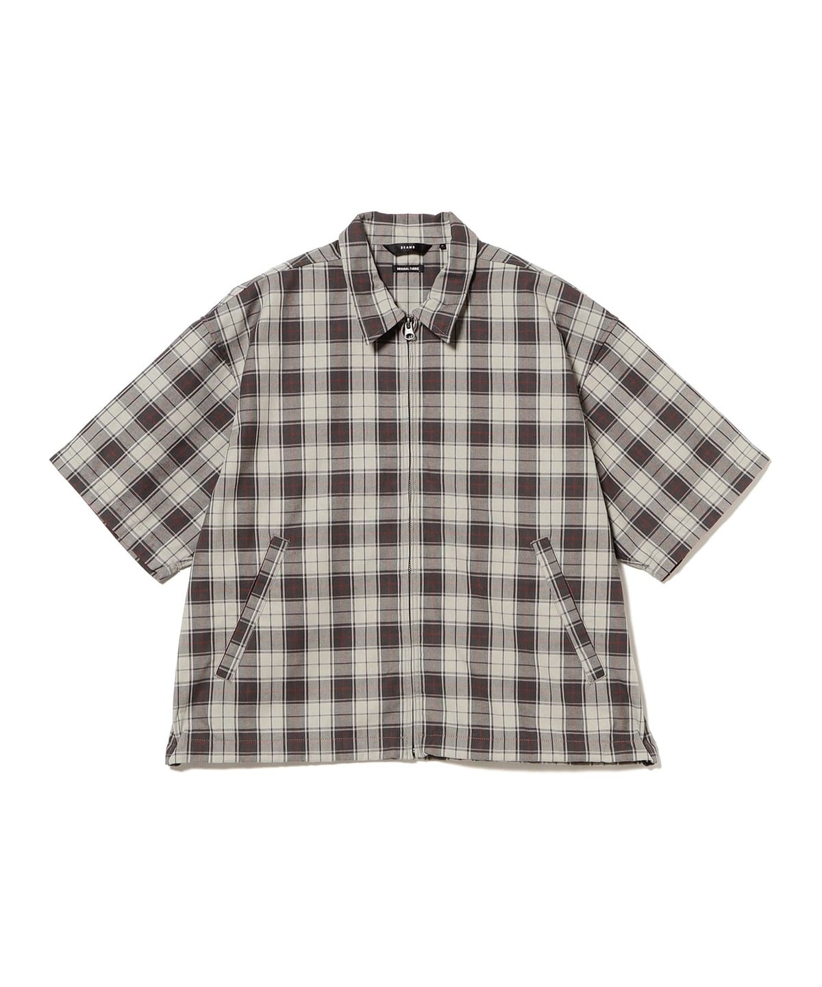 Check Zip Up Shirt �V���c�E�u���E�X MEN BEIGE S