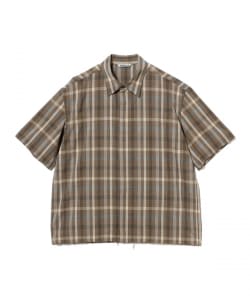 AURALEE / SUPER FINE TROPICAL WOOL CHECK HALF-SLEEVED SHIRT