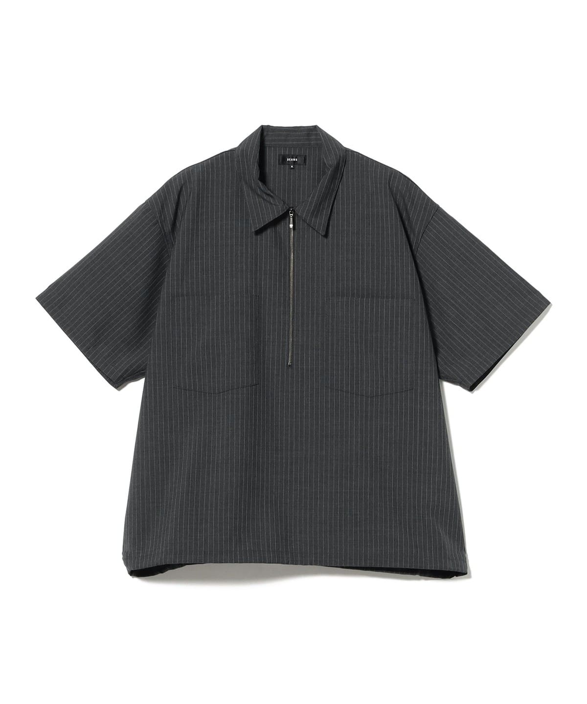 BEAMS（ビームス）TW ハーフジップ シャツ【ワイドフィット】（シャツ