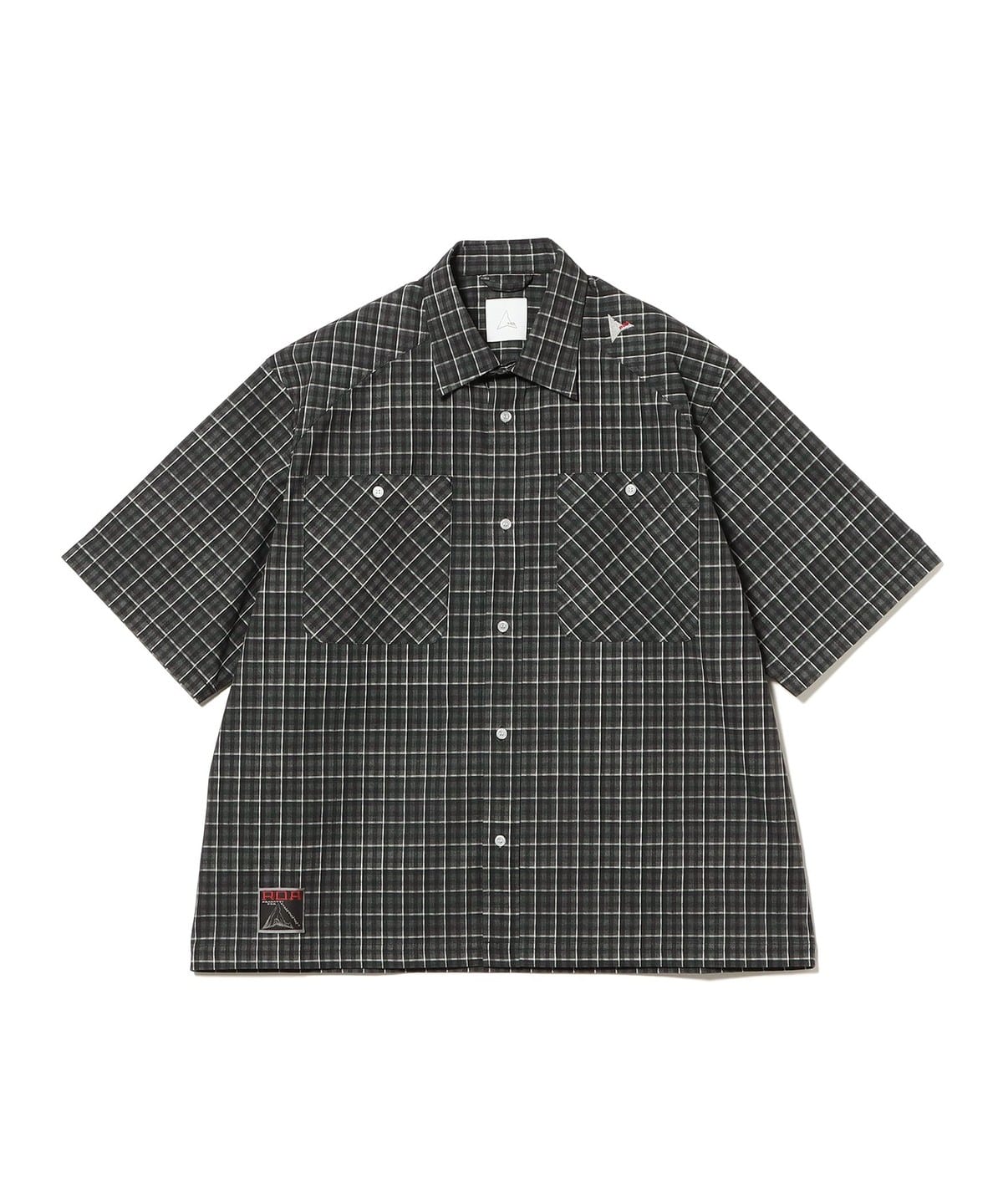 ROA / Aair Floweave Printed Check Short Sleeve Shirt �V���c�E�u���E�X MEN Grey M