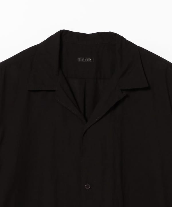 COMOLI / KHADI コットン 半袖オープンカラーシャツ