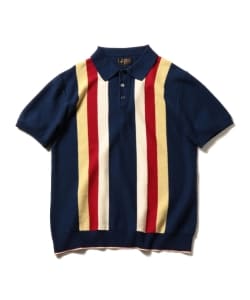 ▲BEAMS PLUS / ストライプ ニット ポロシャツ