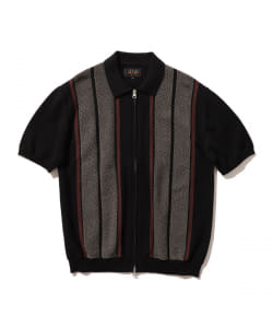 BEAMS PLUS / ジップストライプ ニットポロシャツ